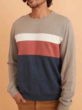 Marine Layer Crewneck Sweater in Gray, Cream, Red, Navy